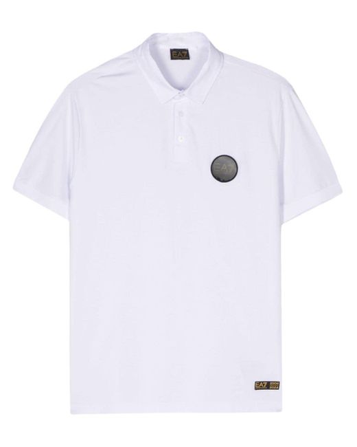EA7 Poloshirt mit Logo-Applikation in White für Herren