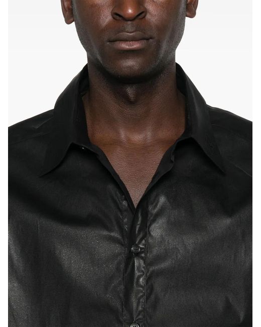 DIESEL Black Coated Cotton Button-Down Shirt for men