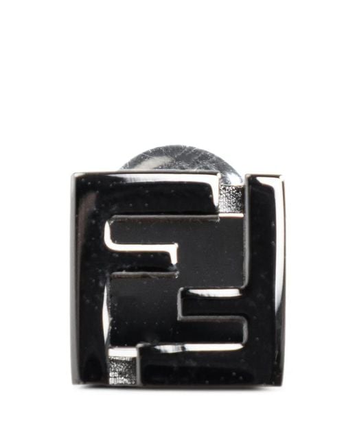 Fendi Black Logo Stud Earring for men