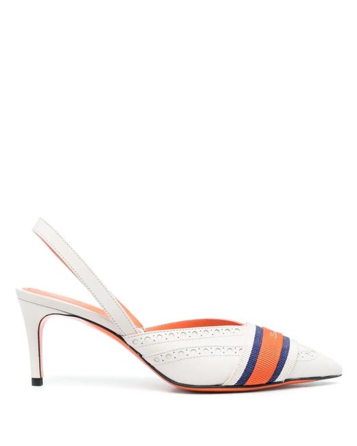 Santoni Pink Logo-Tape 75Mm Slingback Pumps