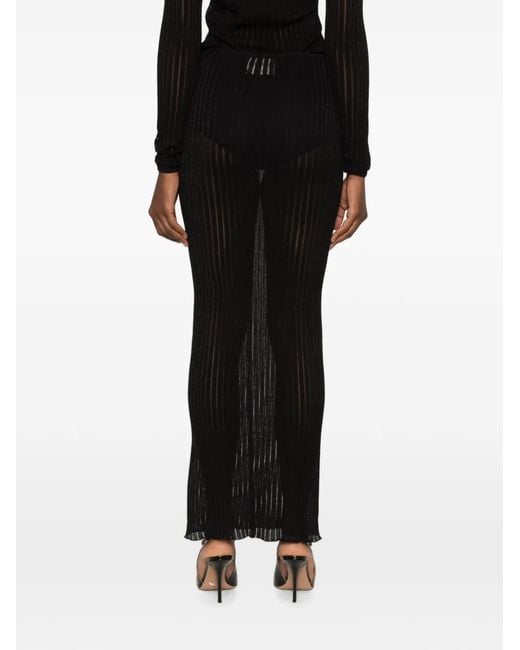 Dondup Black Sheer-Knit Maxi Skirt