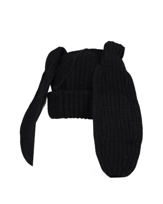Charles Jeffrey Black Chunky Bunny Beanie Hat for men