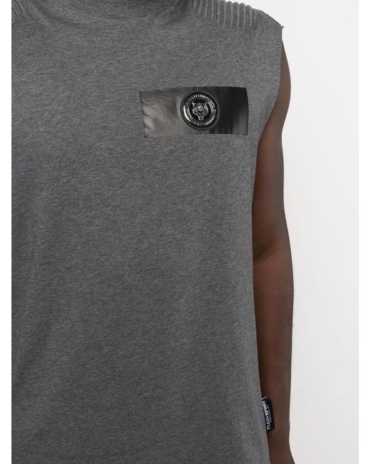 Philipp Plein Gray Tiger-Head Motif T-Shirt for men