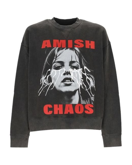 AMISH Sweater Met Print in het Black voor heren