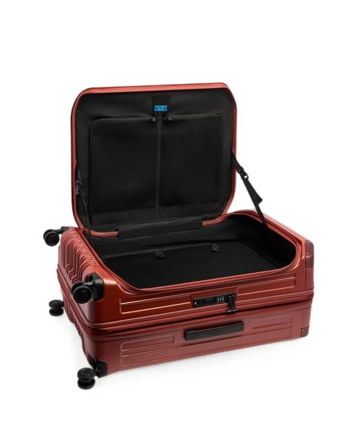 Piquadro Red Large Expandable Ridged Suitcase