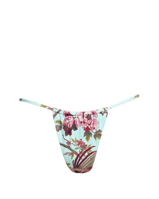 Skims White X Roberto Cavalli Floral String Bikini Bottoms