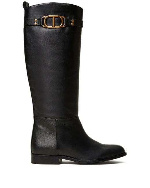 Twinset Black Oval T Leather Boots