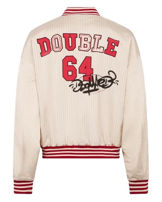 DSquared² Pink Baseball 80's Pinstriped Bomber Jacket for men