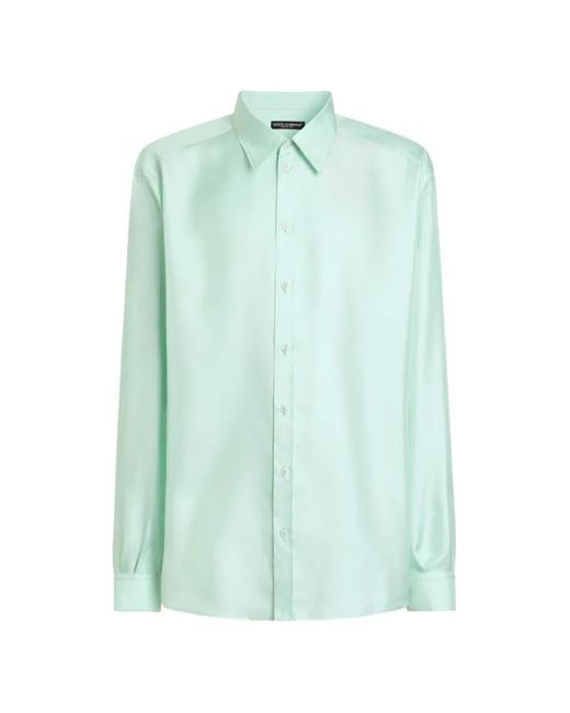Dolce & Gabbana Green Silk Twill Shirt for men