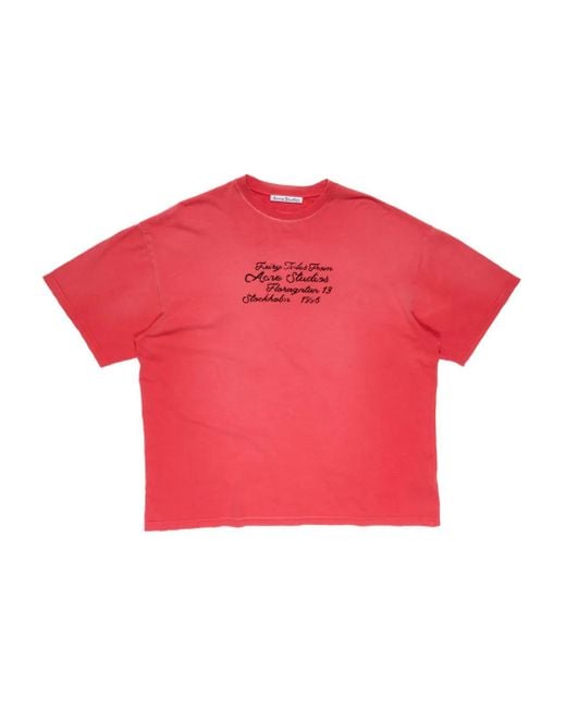 T-Shirt Con Applicazione di Acne in Red