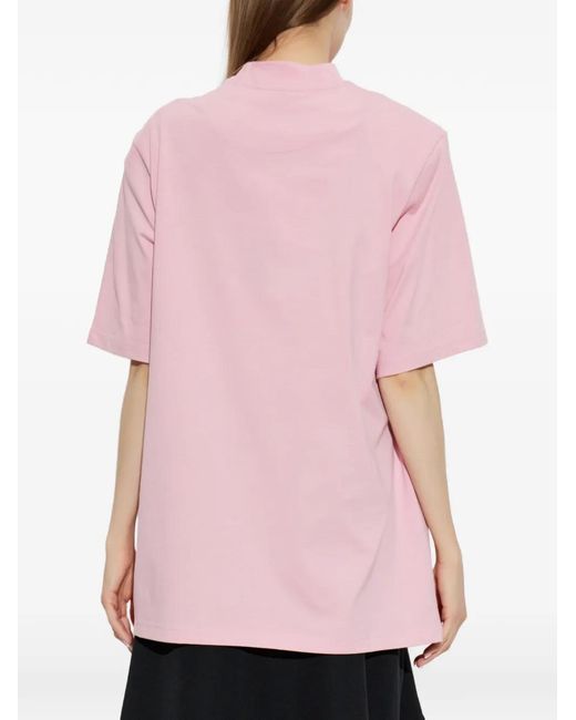 The Attico Pink Padded-Shoulder T-Shirt