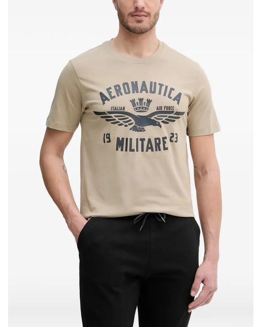 Aeronautica Militare White Logo-Print Short-Sleeve T-Shirt for men
