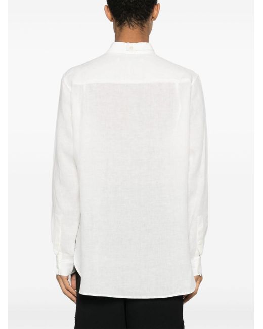 Y's Yohji Yamamoto White Asymmetric-collar Linen Shirt for men