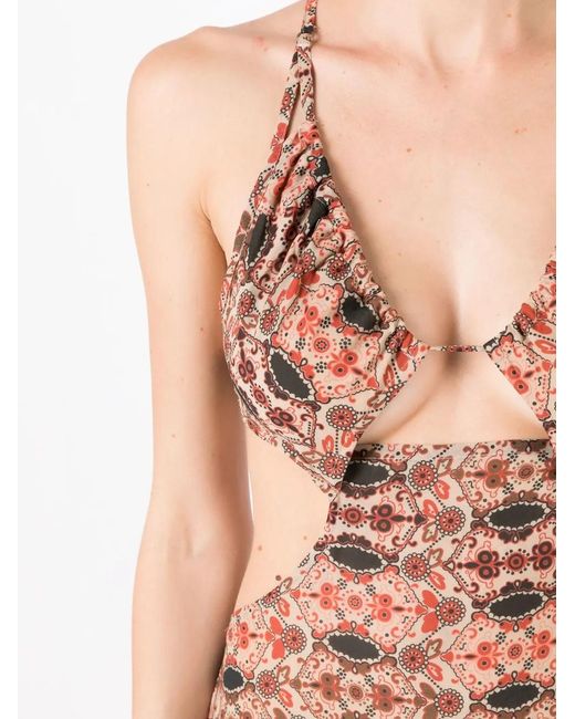 Amir Slama Multicolor Floral-Print Cut-Out Dress