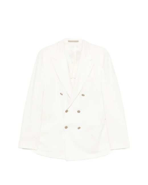 Eleventy White Double-Breasted Blazer for men