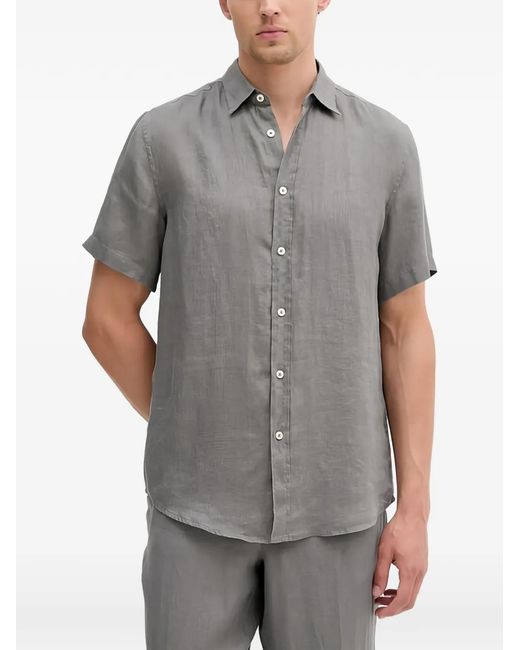 Benetton Gray Buttoned Short-Sleeve Shirt for men