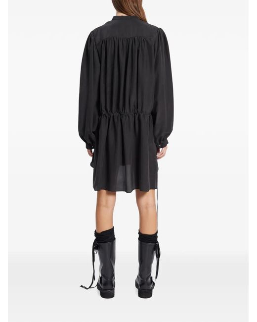 Ann Demeulemeester Black Noek Ruffled Silk Mini Dress