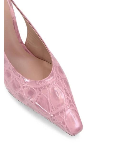 Notabene Pink Emmely 70 Crocodile-Effect Square-Toe Pumps