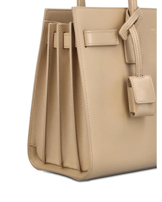 Saint Laurent Natural Sac De Jour Leather Handbag