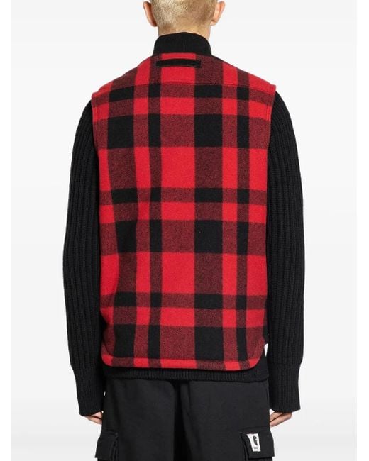 Junya Watanabe Black Checked Panelled Vest for men
