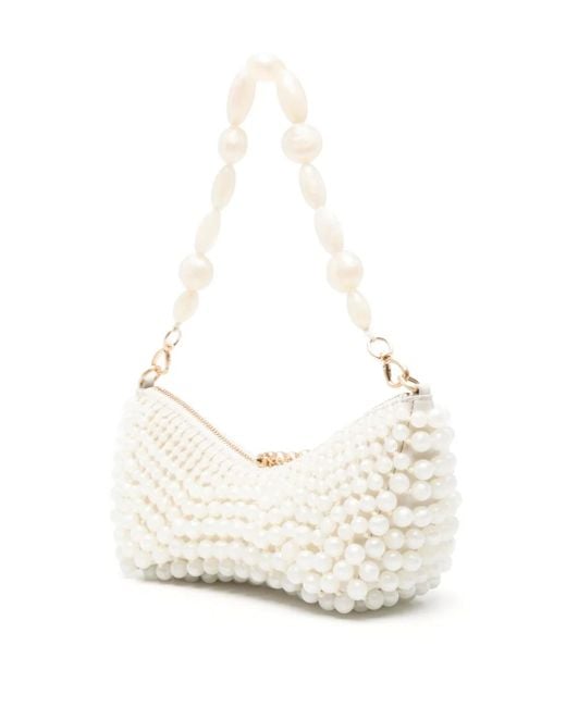 Cult Gaia Mini Mercier Beaded Shoulder Bag in White | Lyst