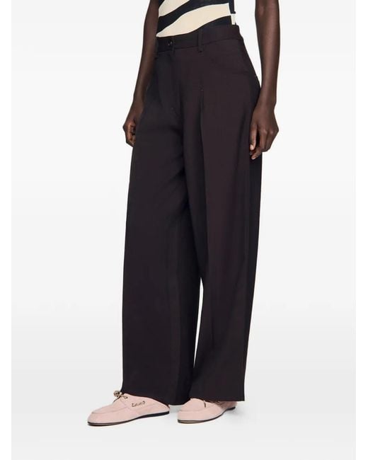 Sandro Black Wide-Leg Trousers