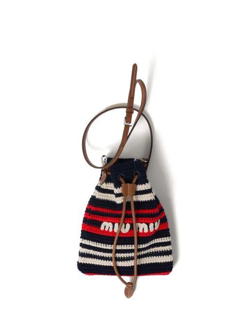 Miu Miu White Stripe Crochet Mini-Bag
