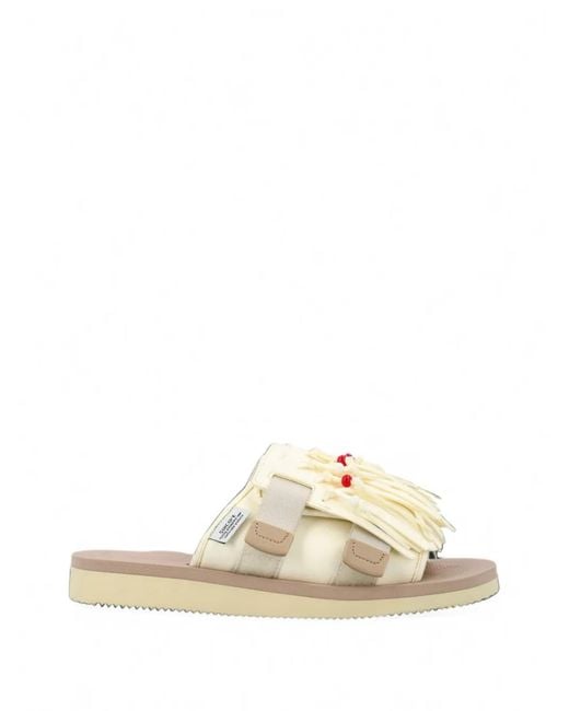 Suicoke Natural Hoto-Cab Fringed Slides for men