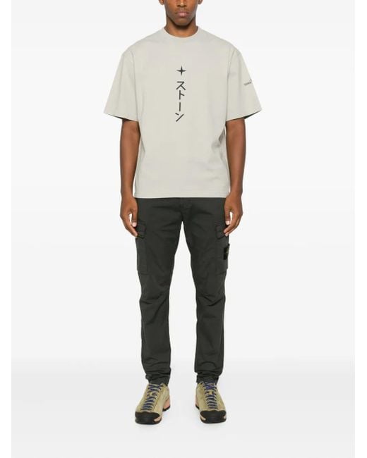 Stone Island White Graphic-Print T-Shirt for men