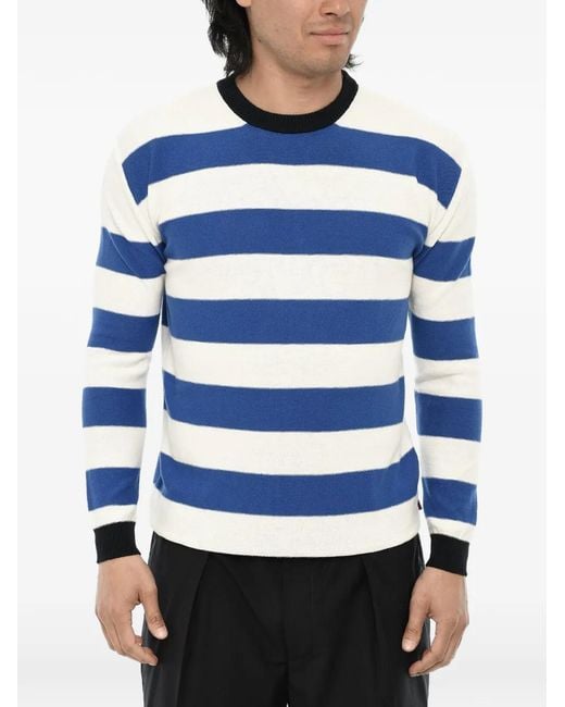 Woolrich Blue Striped Crew-Neck Sweater for men