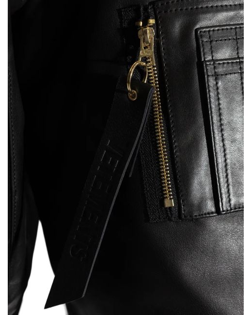Vetements Black Leather Zip-Fastening Bomber Jacket for men