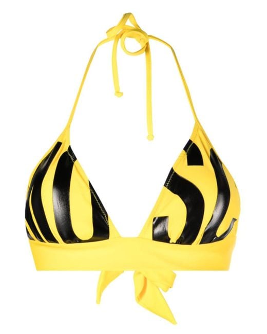 Moschino Yellow Bikinioberteil mit Logo-Print