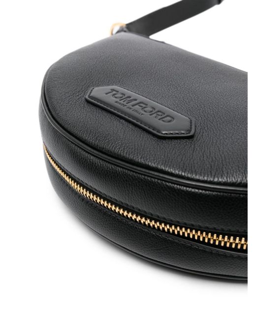 Tom Ford Black Crescent Leather Shoulder Bag for men