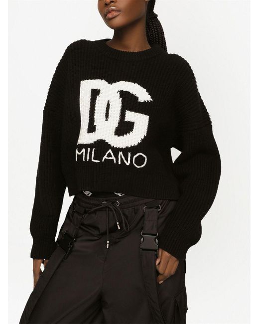 Pull en maille à logo DG Dolce & Gabbana en coloris Black