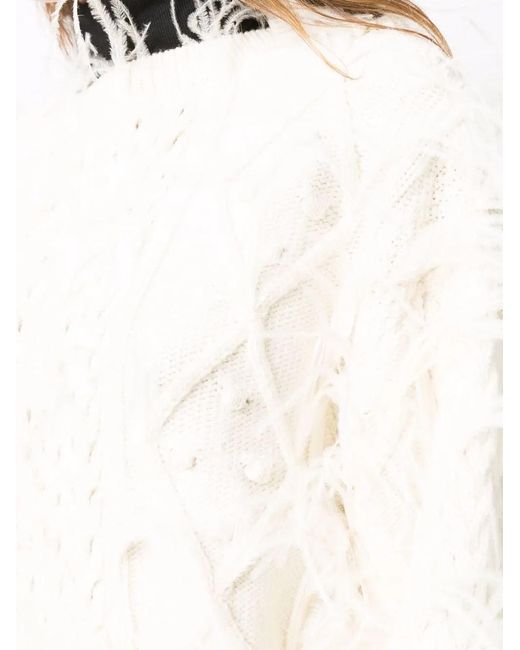 Valentino Garavani White Feather-Embellished Wool Jumper