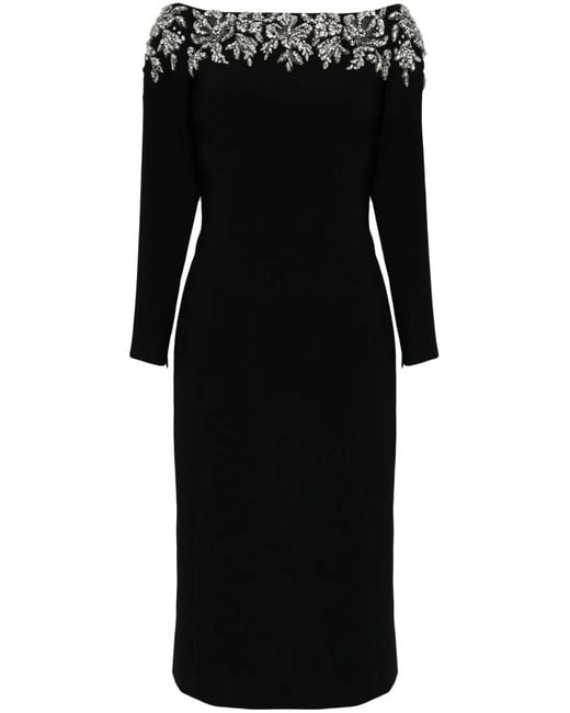 Jenny Packham Black Rosabel Crystal-Embellished Dress