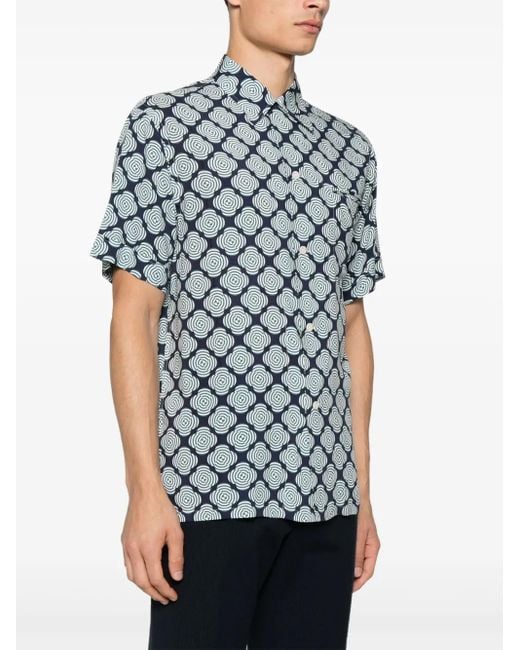 Fursac Blue Abstract Pattern Shirt for men
