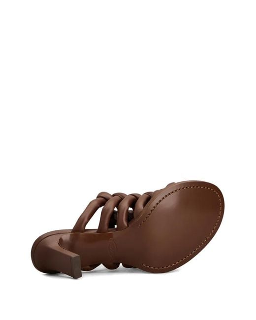 Tod's Brown Intreccio-Design Heeled Sandals
