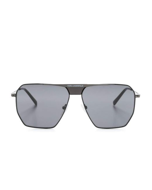 Karl Lagerfeld Gray Logo-print Pilot-frame Sunglasses