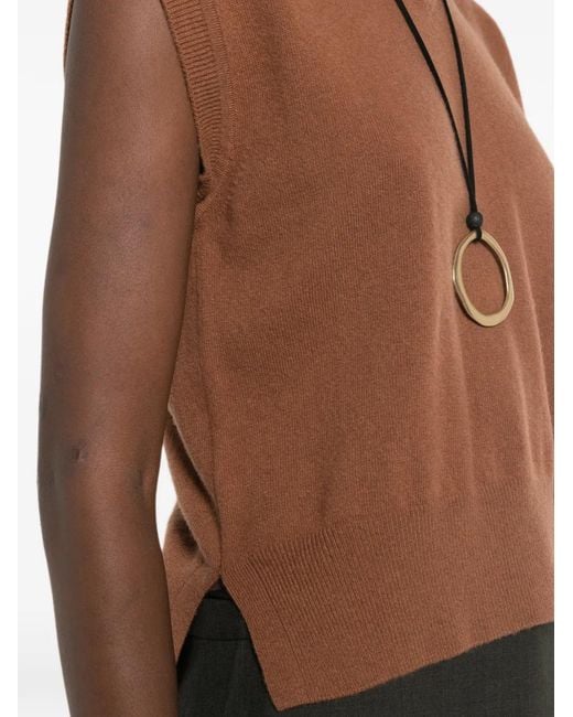 Daniele Fiesoli Brown V-Neck Vest