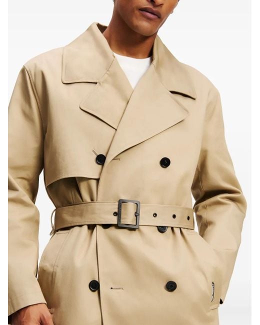 Karl Lagerfeld Natural Cotton Trench Coat for men