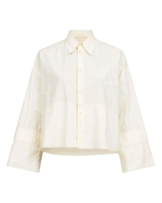 MM6 by Maison Margiela White Logo-Print Poplin Shirt