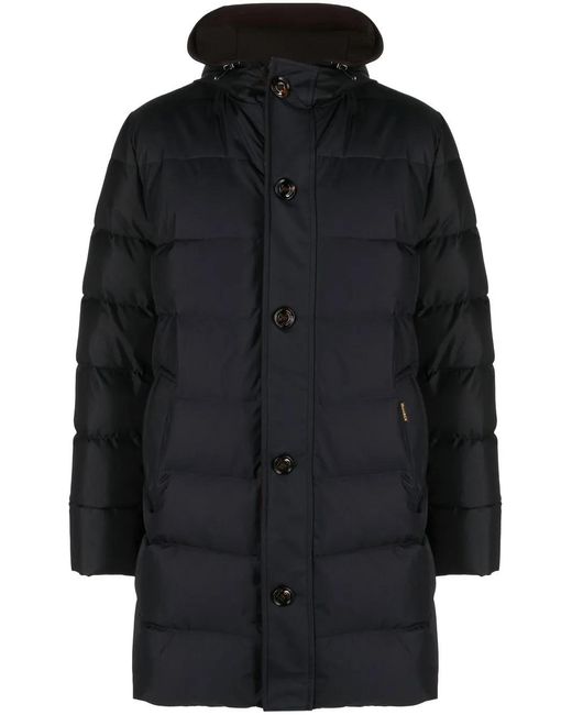 Moorer Black Drawstring-Hood Padded Coat for men
