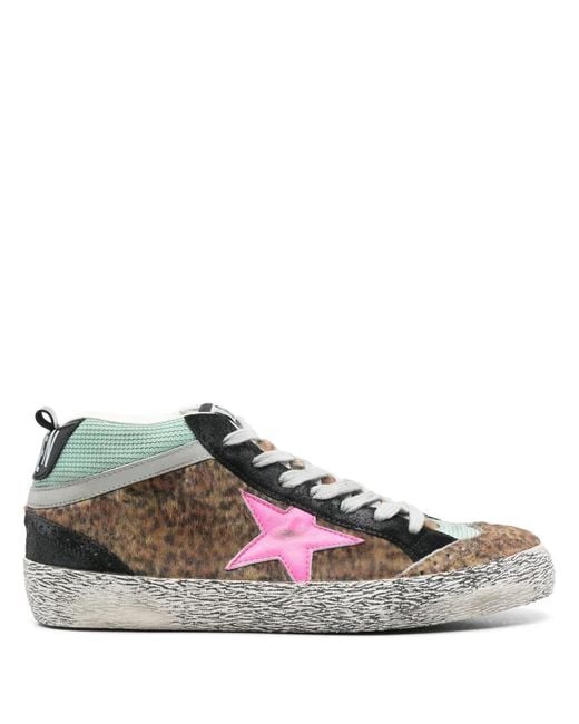 Golden Goose Deluxe Brand Brown Mid Star Double-Quarter Sneakers for men