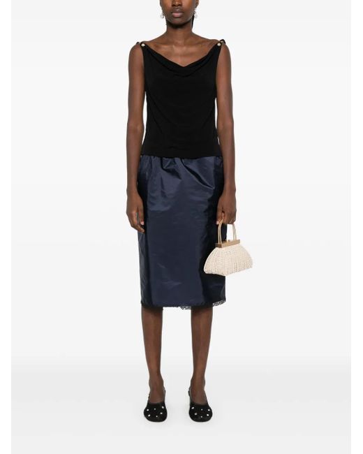 Aje. Black Peyton Cowl-Neck Tank Top