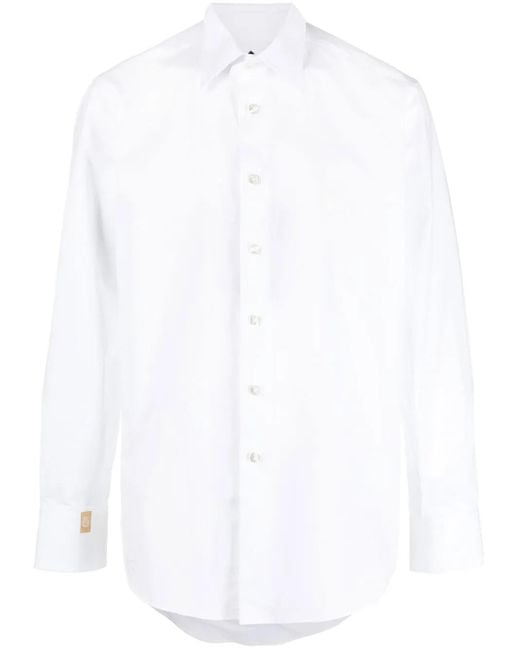Billionaire White Logo-Embroidered Long-Sleeve Shirt for men