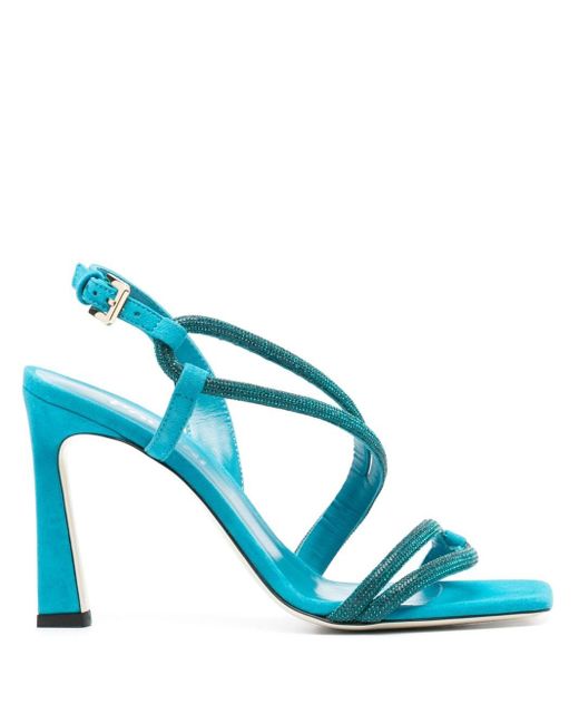 Pollini Blue 95mm Crystal-embellished Sandals