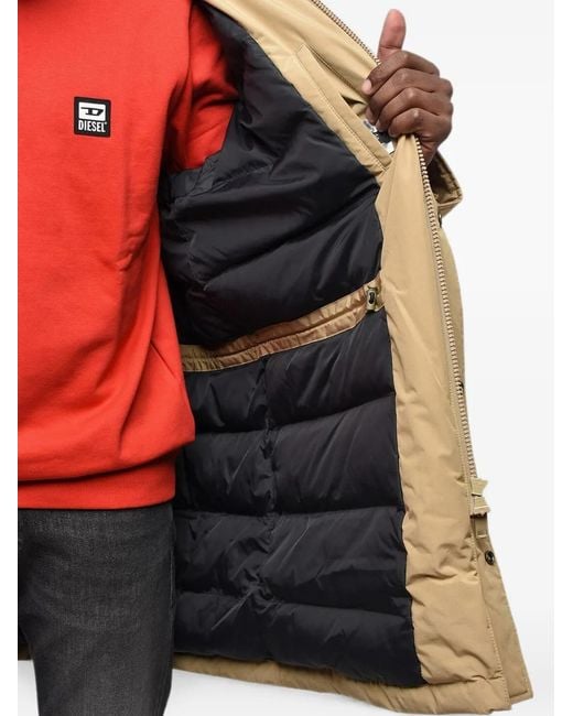 DIESEL Natural Padded Parka Milow With Faux-Fur Detail for men