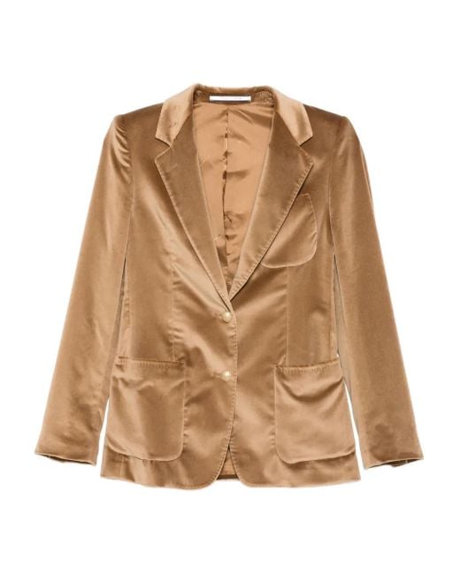 Tagliatore Brown Velvet Patch-Pocket Blazer