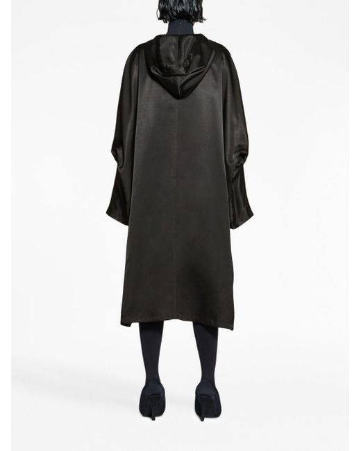 Balenciaga Black Drawstring-hood Parka Coat